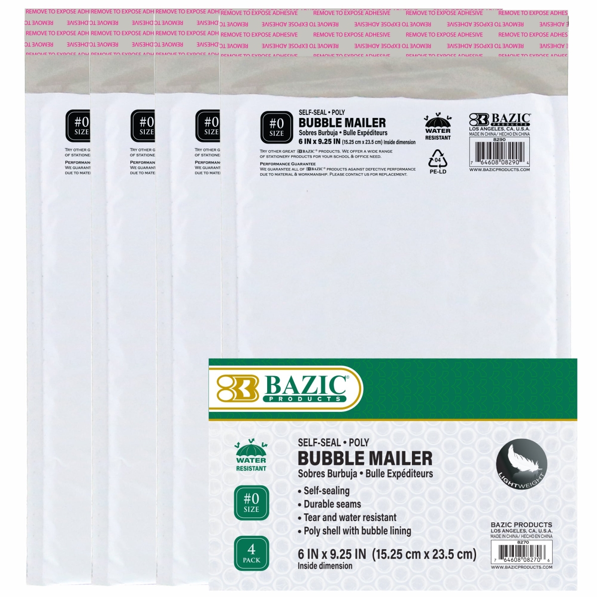 Bazic 8270 6 x 9.25 in. Poly Bubble Mailer - Pack of 4