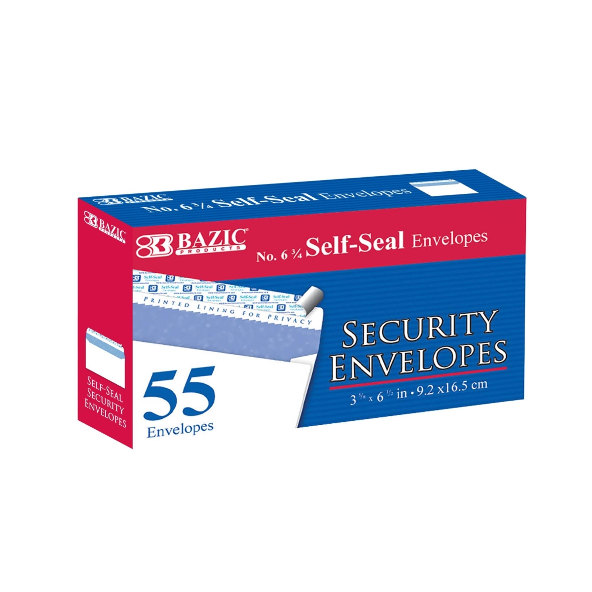 Bazic 8201 No.6 0.75 Self-Seal Security Envelopes - Pack of 55