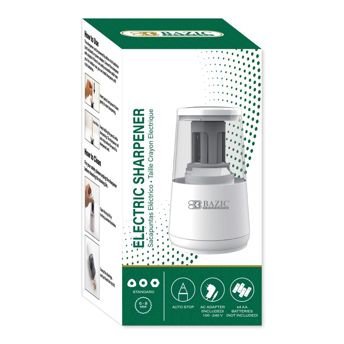 Bazic 1962 6.5 x 3.5 x 3.38 in. Dual Powered Electric Pencil Sharpener