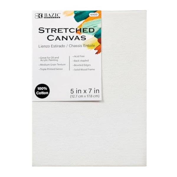 Bazic 6900 5 x 7 in. Art Alternatives White Stretched Canvas - Triple Primed Cotton