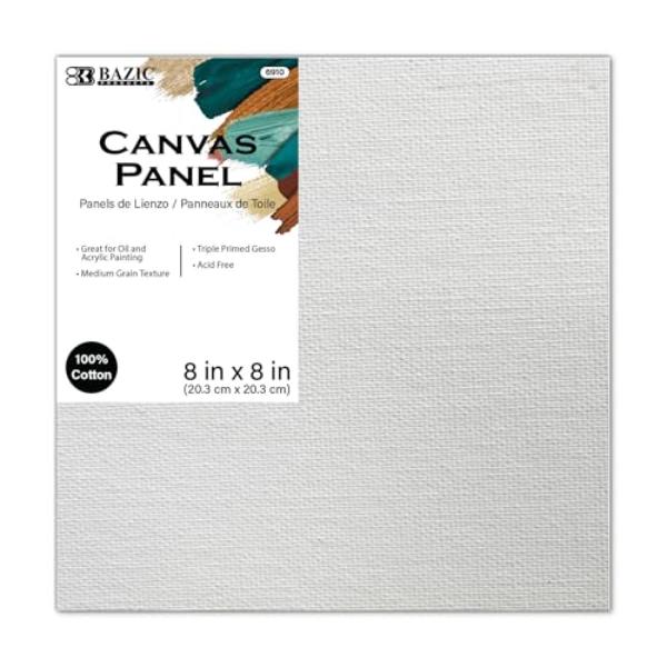 Bazic 6910 8 x 8 in. White Canvas Panel, Triple Primed Cotton