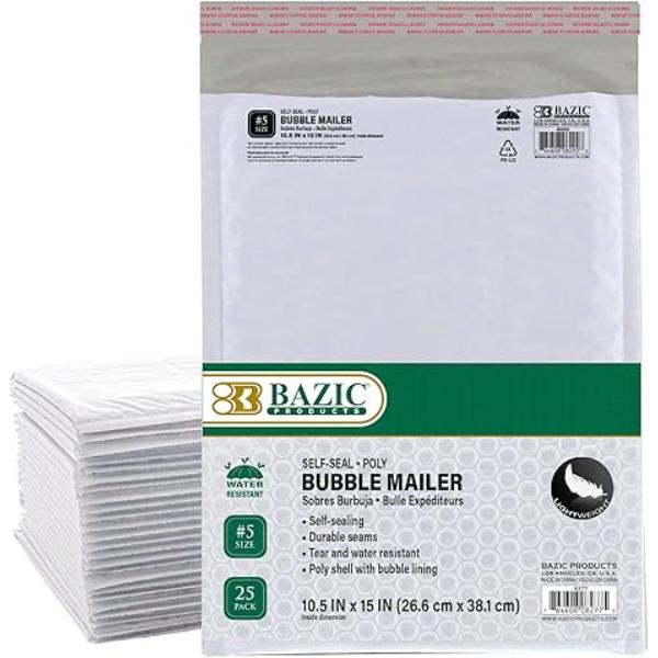 Bazic 8277 10.5 x 15 in. No.5 Poly Bubble Mailers - Pack of 25