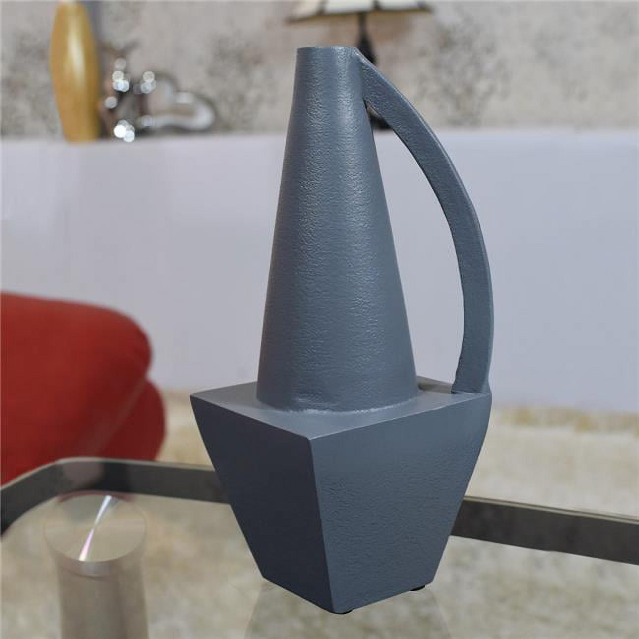 Picture of BBH Homes UBBBAOB106BSC2HS 9.5 x 4 in. Handmade Aluminium Geometric Bud Vase for Indoor & Outdoor Use&#44; Gray