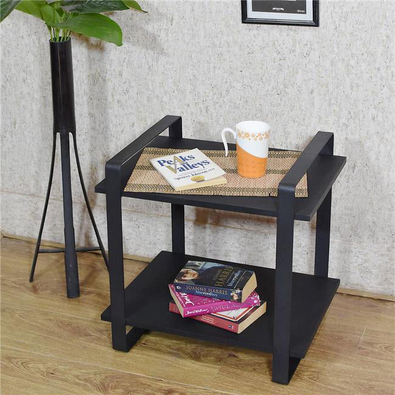 Handmade Iron & Wood Rectangular Modern Shelves for Indoor Use, Black