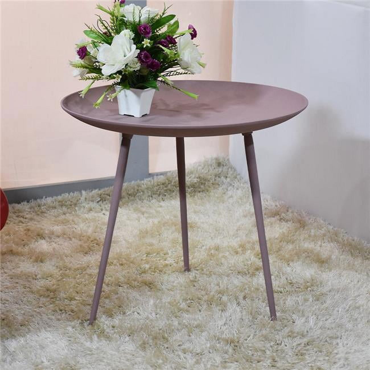 18.5 x 17 in. Handmade Aluminium & Iron Round Tray Side Table, Pink
