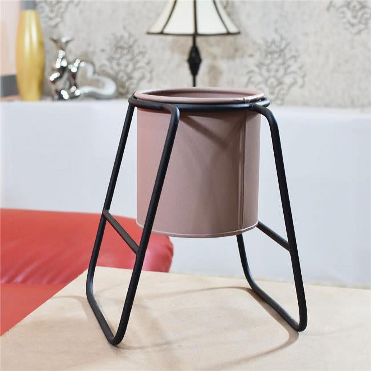 10 x 5.5 x 6 in. Handmade 100 Percent Iron Round Modern Planters Pot, Tan
