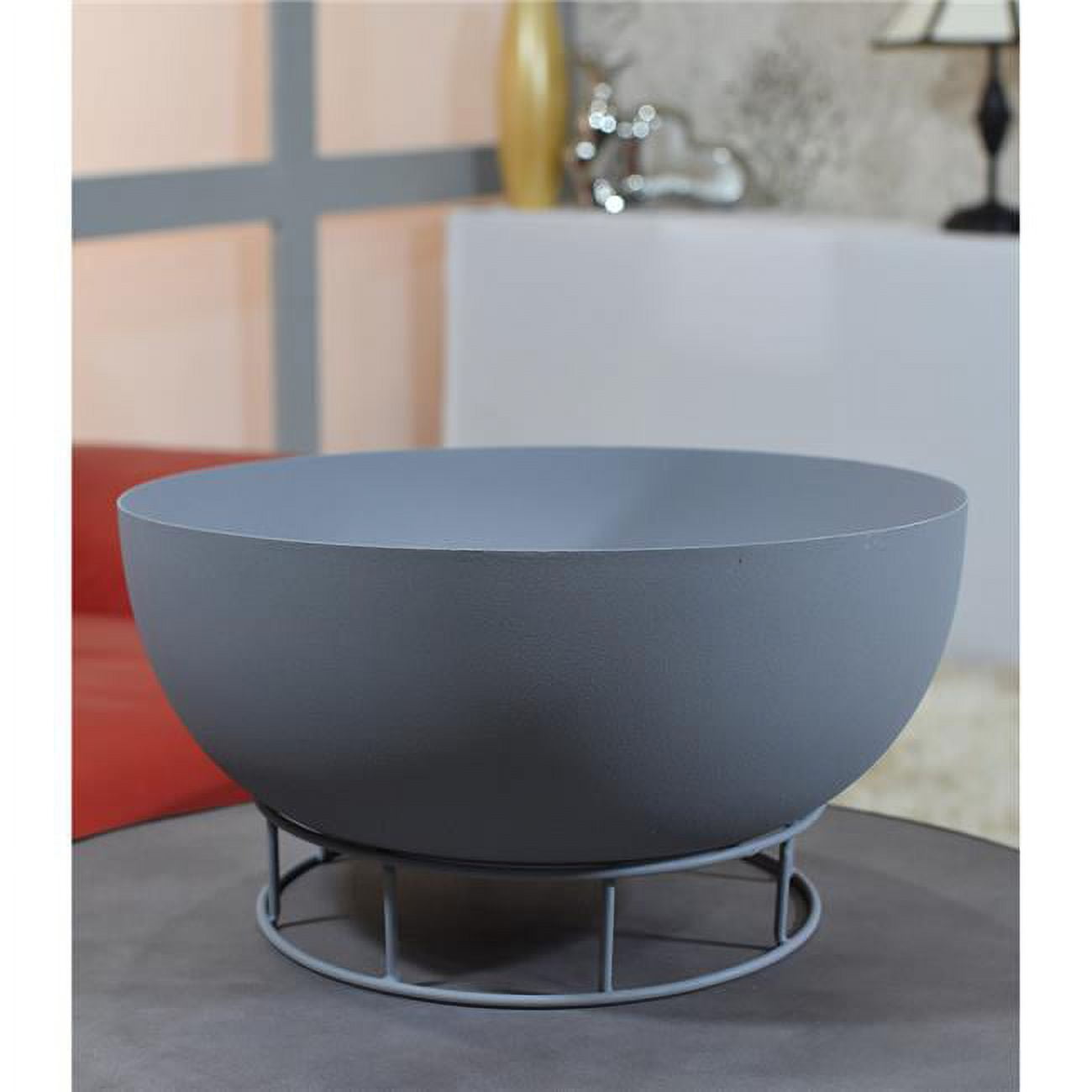 Picture of BBH Homes UBBBAOB287ASC1HS 30 x 30 x 16.5 cm Handmade Decorative Bowls with Iron Stand, Light Gray