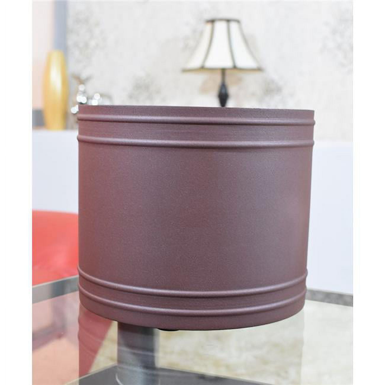 8.5 x 10 in. Handmade 100 Percent Iron Round Modern Planters Pot, Dark Rust