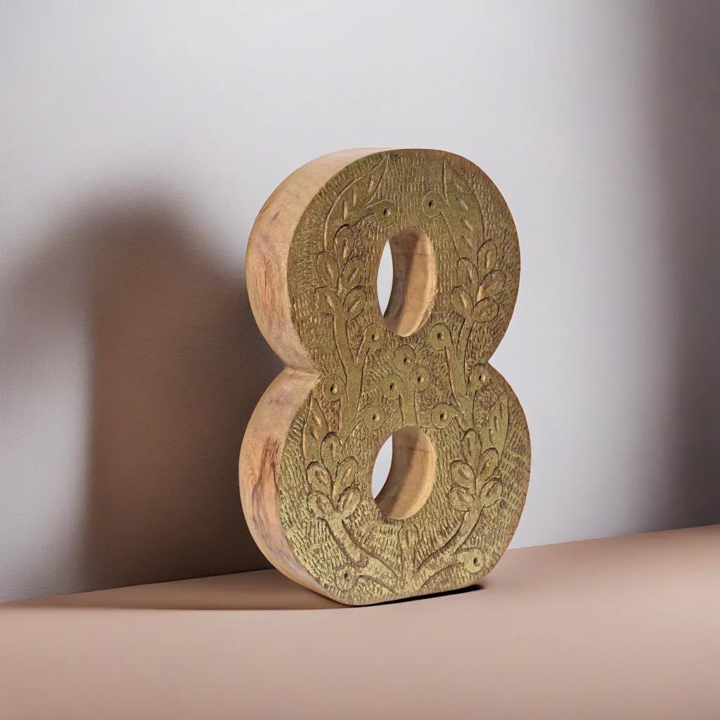 UBBBMH6239SC8HS Vintage Natural Gold Handmade Eco-Friendly 8 Numeric Number for Wall Mount & Table Top Decor