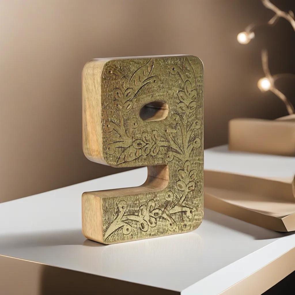 UBBBMH6239SC9HS Vintage Natural Gold Handmade Eco-Friendly 9 Numeric Number for Wall Mount & Table Top Decor