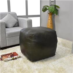 14 x 14 x 14 in. Solid Handmade Goat Leather Square Pouf, Green