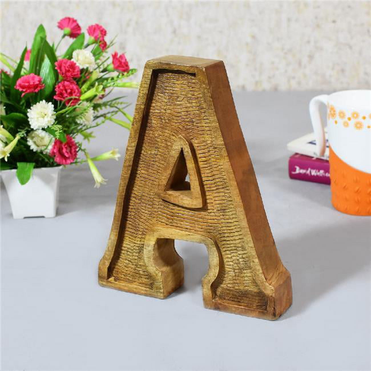 A Alphabet Handmade Letter Block Eco-Friendly Wall Decor, Natural