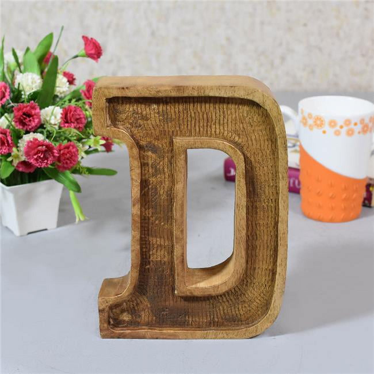 D Alphabet Handmade Letter Block Eco-Friendly Wall Decor, Natural