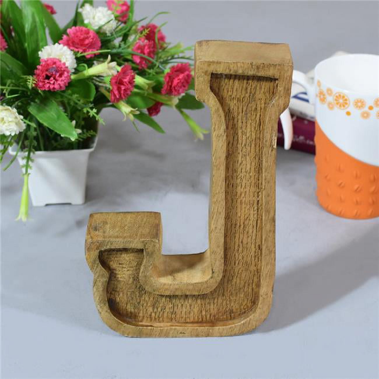 J Alphabet Handmade Letter Block Eco-Friendly Wall Decor, Natural