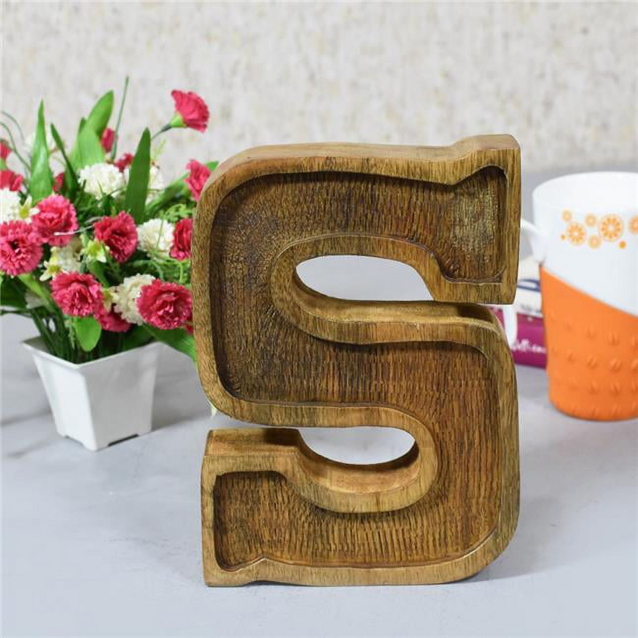 S Alphabet Handmade Letter Block Eco-Friendly Wall Decor, Natural