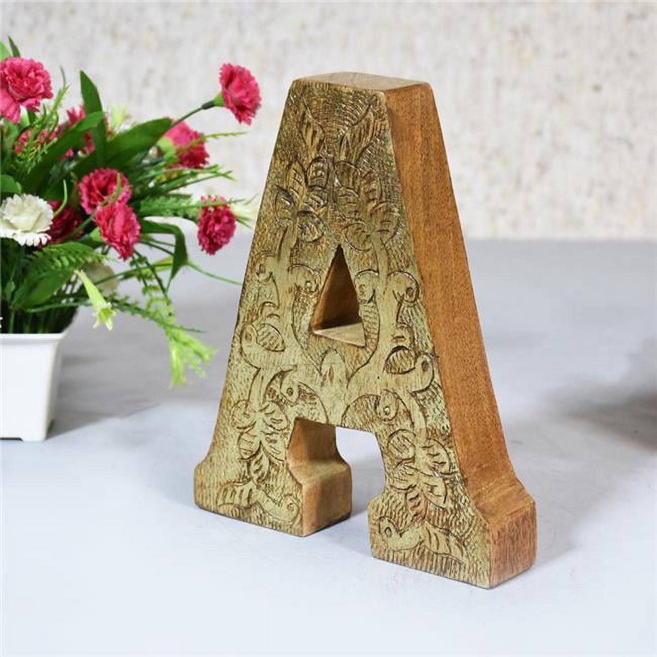 UBBBMH6239SCAHS A Alphabet Handmade Letter Block Eco-Friendly Wall Decor, Natural Gold Foil
