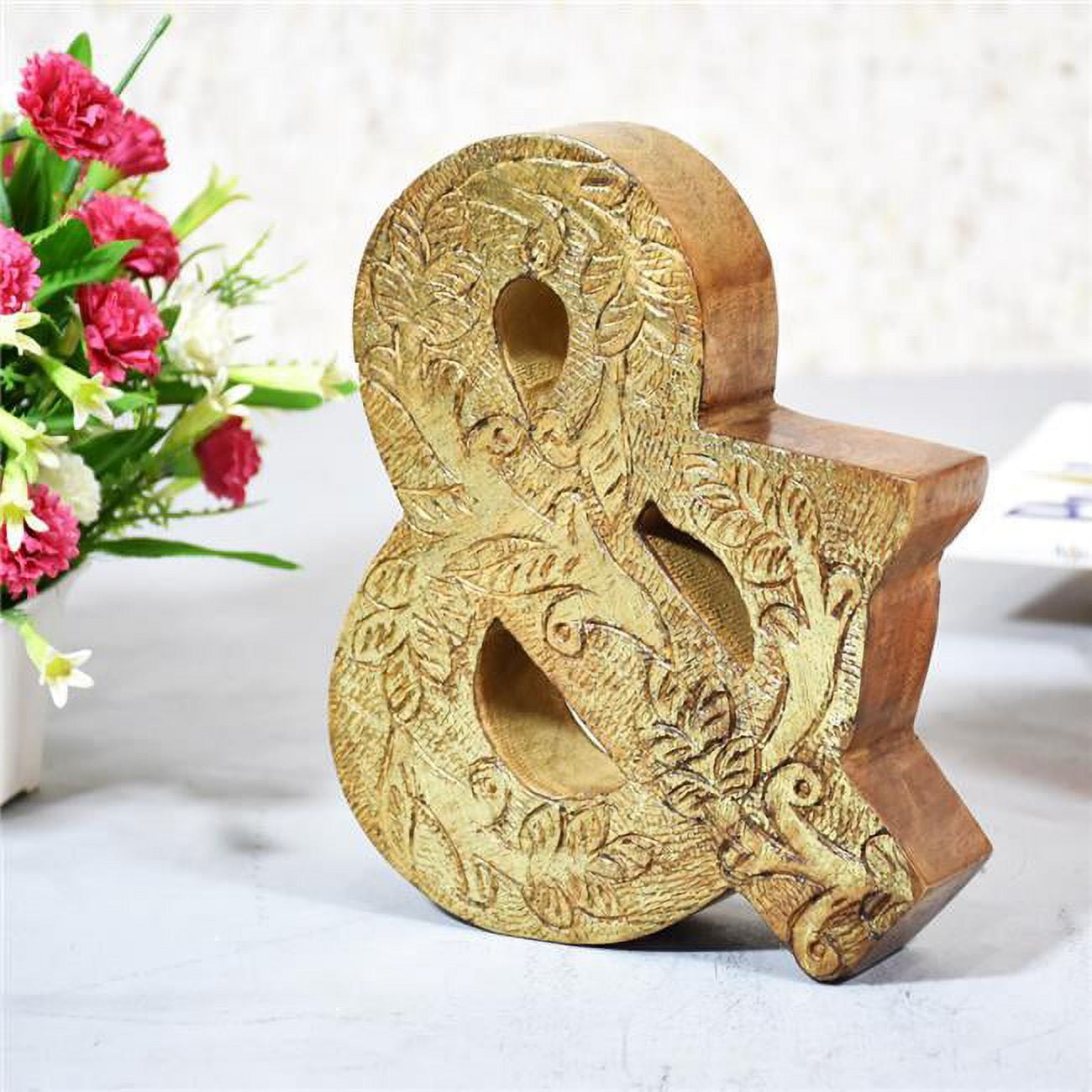 & Alphabet Handmade Letter Block Eco-Friendly Wall Decor, Natural Gold Foil