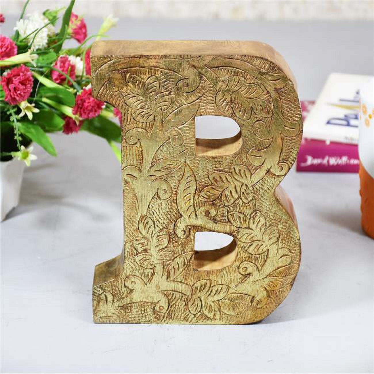 UBBBMH6239SCBHS B Alphabet Handmade Letter Block Eco-Friendly Wall Decor, Natural Gold Foil