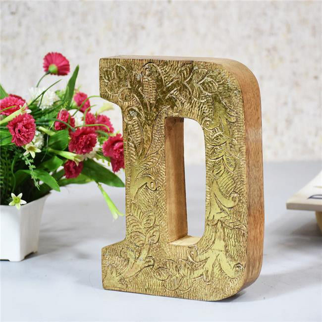 UBBBMH6239SCDHS D Alphabet Handmade Letter Block Eco-Friendly Wall Decor, Natural Gold Foil