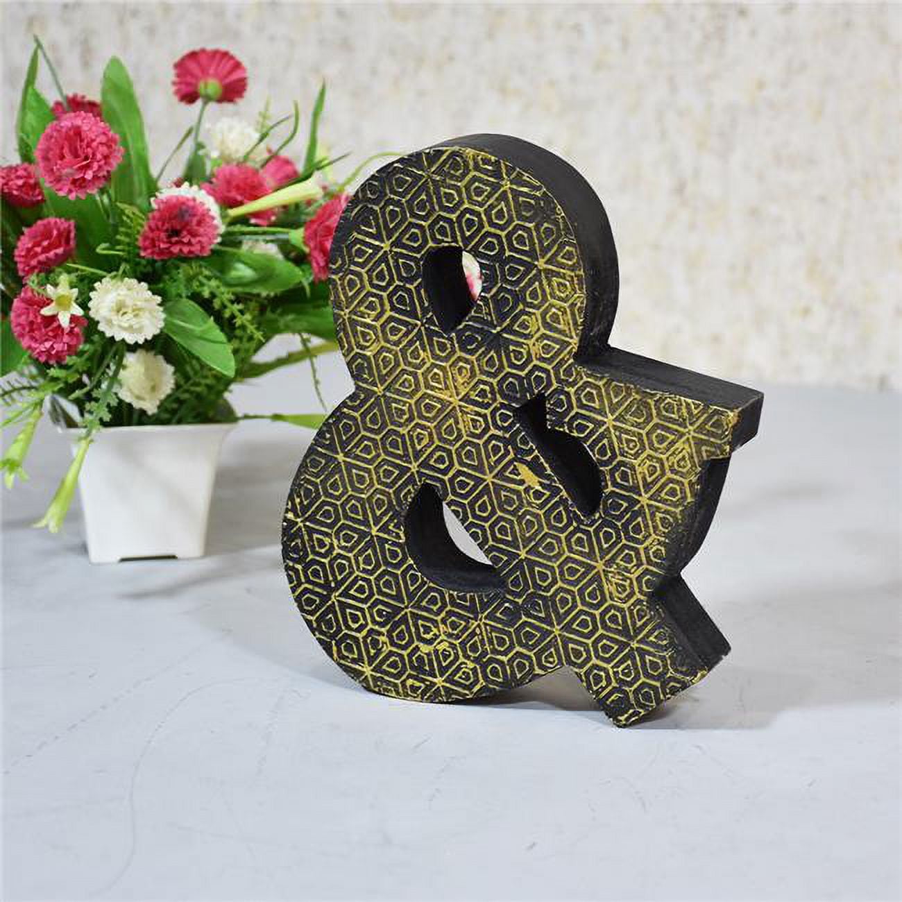 & Alphabet Handmade Letter Block Eco-Friendly Wall Decor, Gold Foiled Antique