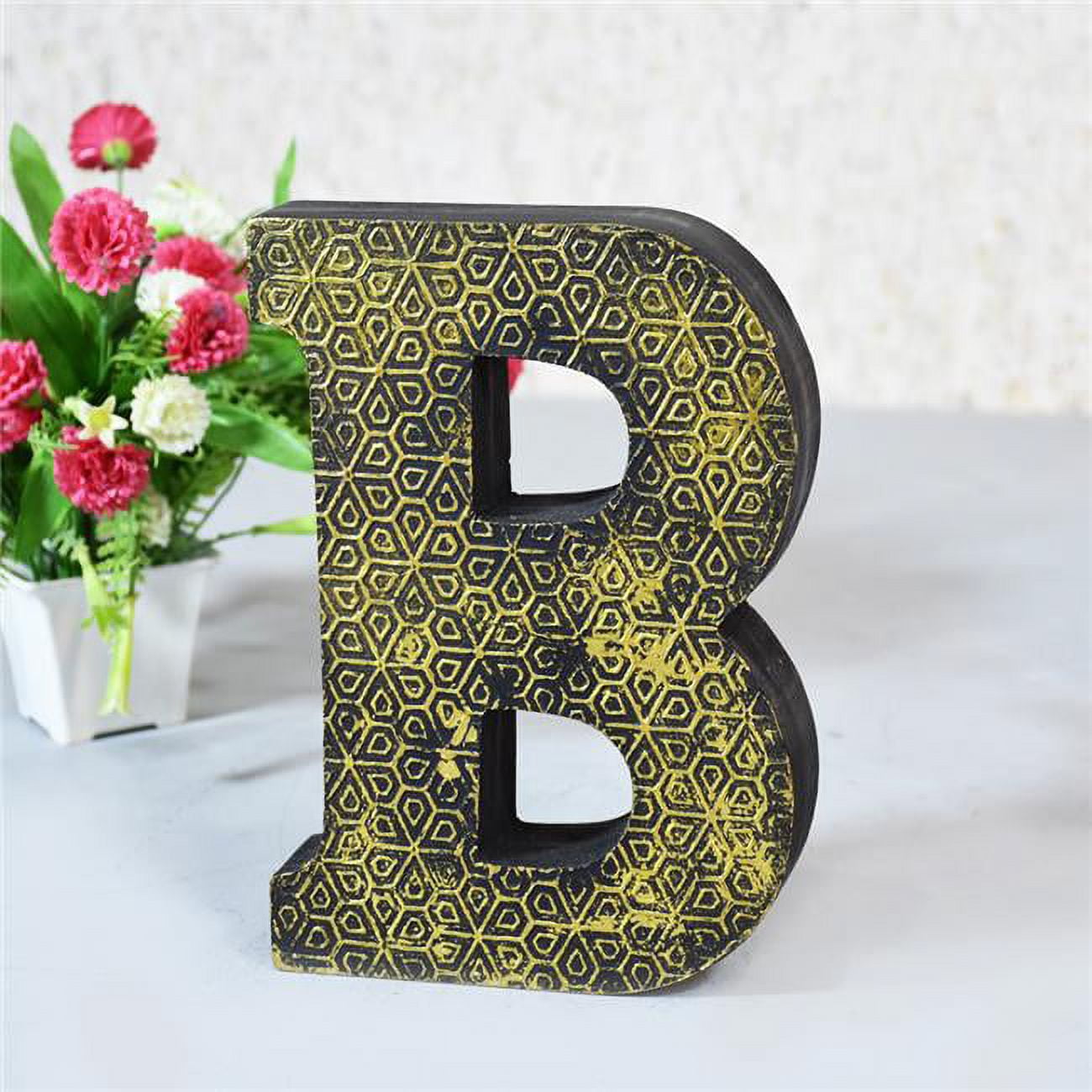 UBBBMH6261SCBHS B Alphabet Handmade Letter Block Eco-Friendly Wall Decor, Gold Foiled Antique