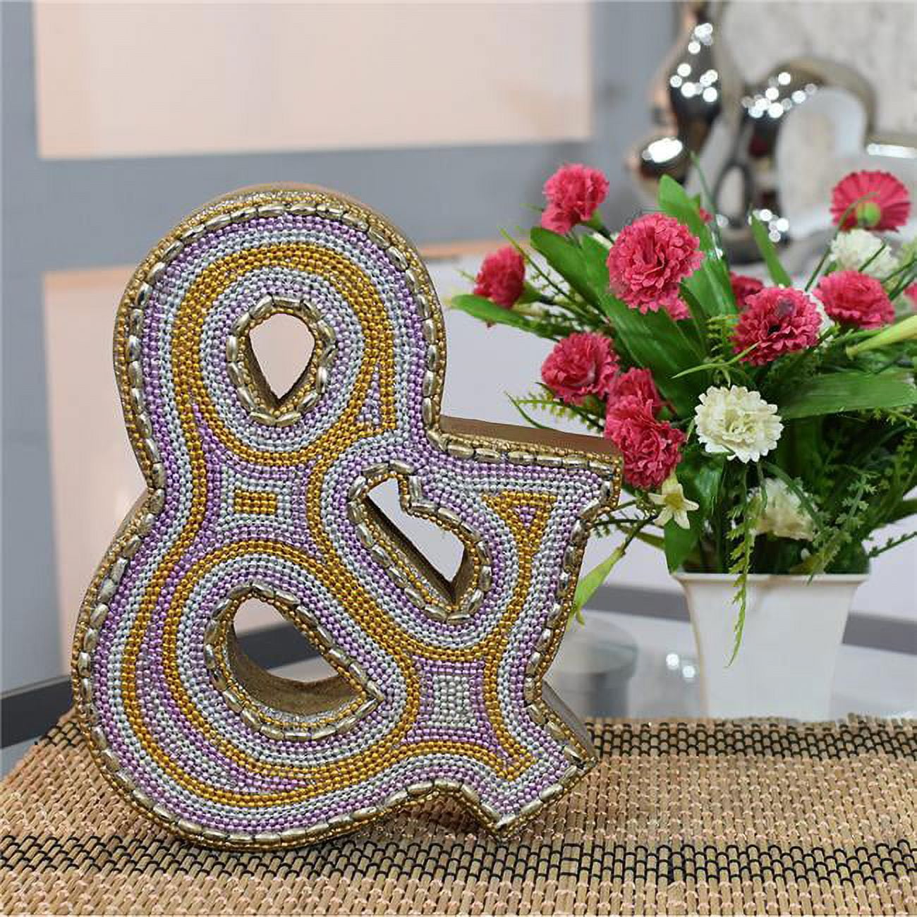 Picture of BBH Homes UBBBMH6273SCANDHS & Alphabet Handmade Letter Block Eco-Friendly Wall Decor&#44; Gold with Zari Work