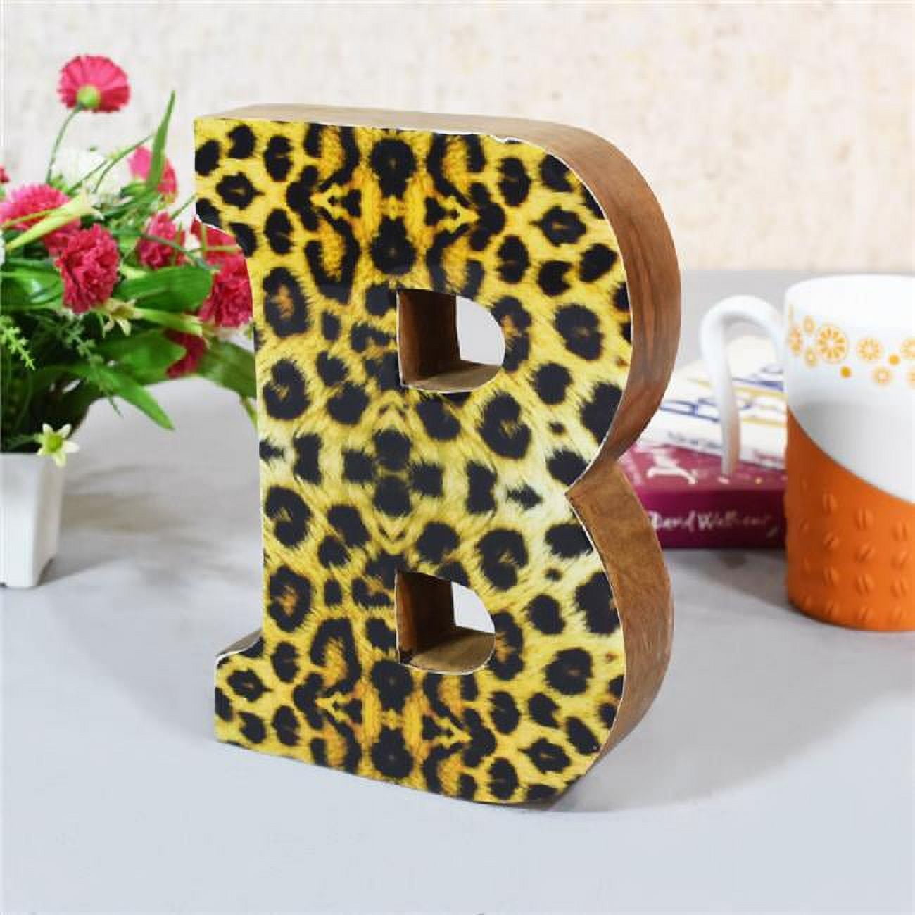 B Alphabet Handmade Letter Block Eco-Friendly Wall Decor, Natural Enemal