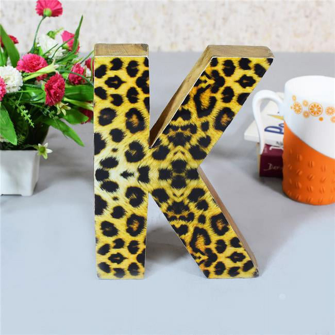 K Alphabet Handmade Letter Block Eco-Friendly Wall Decor, Natural Enemal