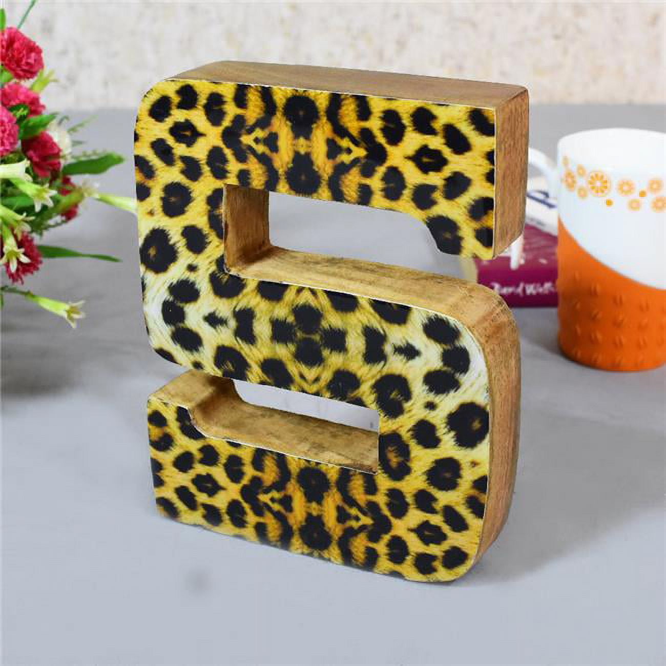 S Alphabet Handmade Letter Block Eco-Friendly Wall Decor, Natural Enemal