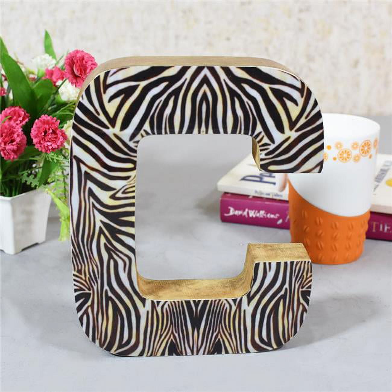 C Alphabet Handmade Letter Block Eco-Friendly Wall Decor, Natural Enemal