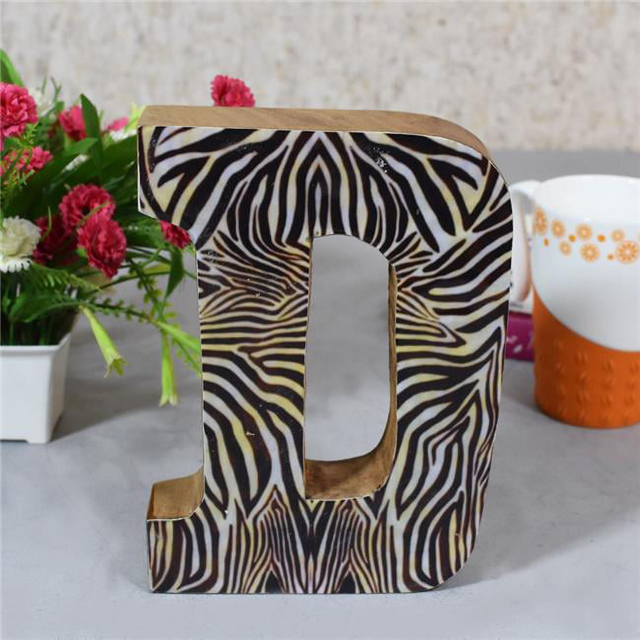 UBBBMH6292SCDHS D Alphabet Handmade Letter Block Eco-Friendly Wall Decor, Natural Enemal