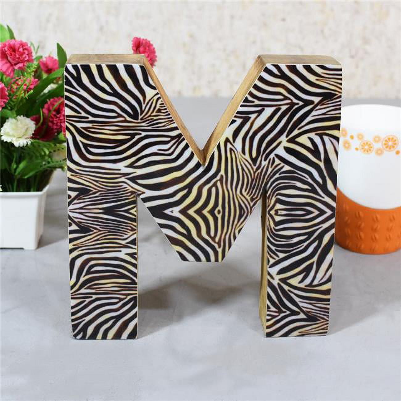M Alphabet Handmade Letter Block Eco-Friendly Wall Decor, Natural Enemal