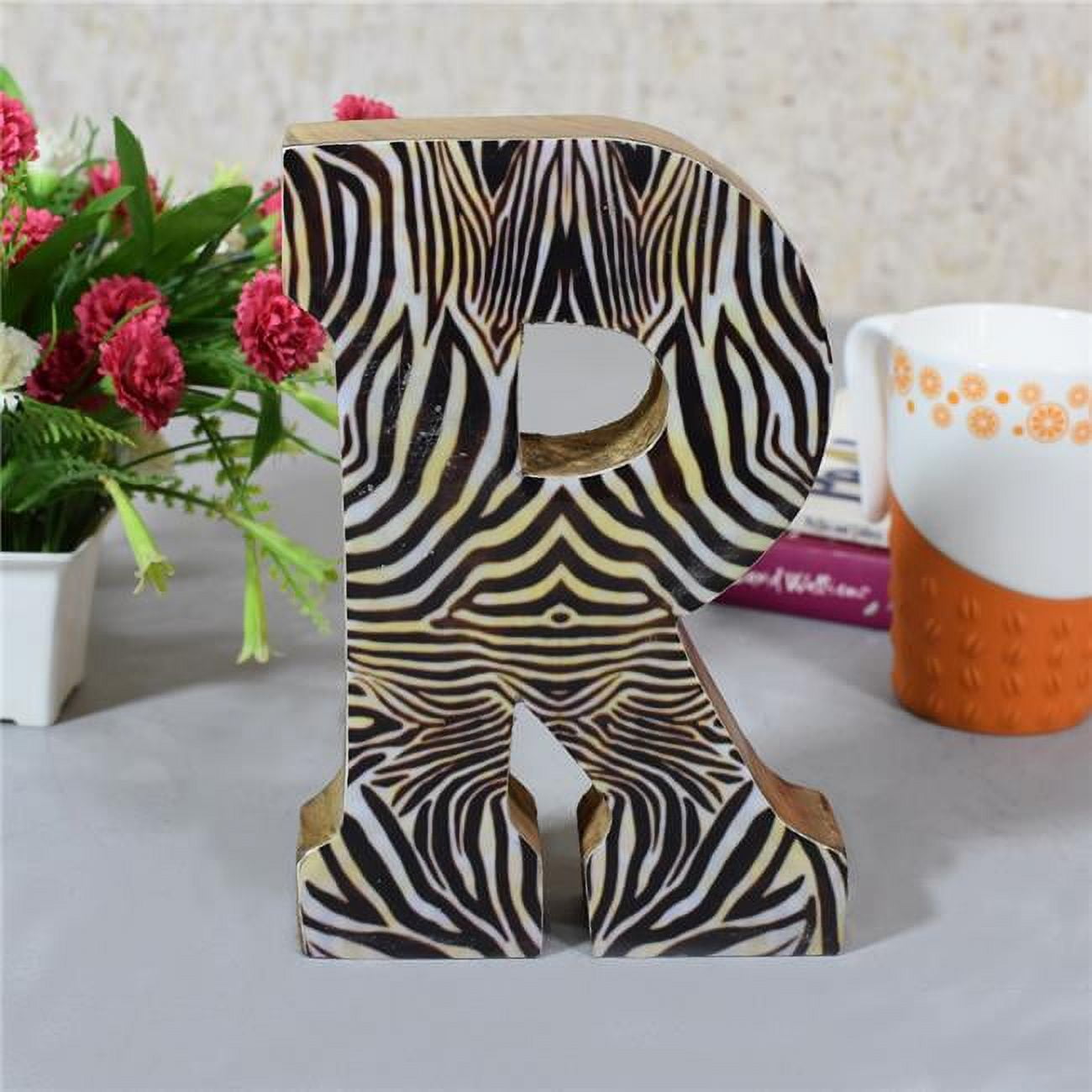 R Alphabet Handmade Letter Block Eco-Friendly Wall Decor, Natural Enemal