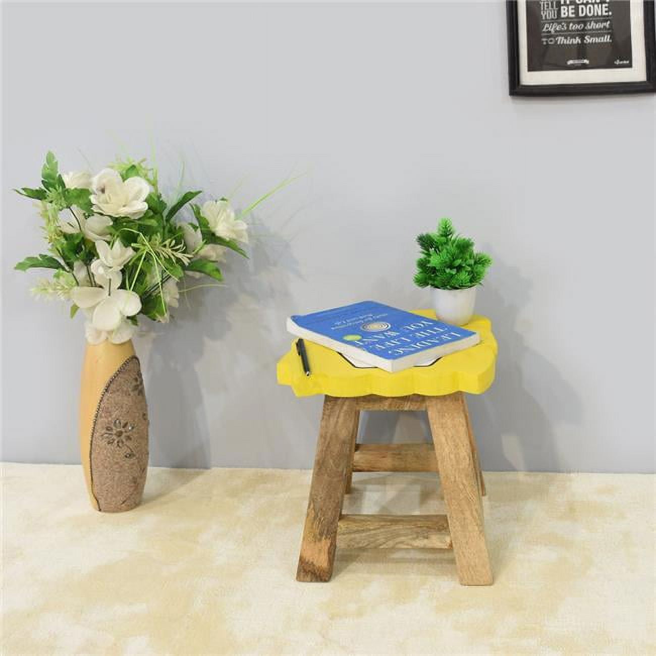 Picture of BBH Homes UBBBRSST0002SC5HS 28 x 30 x 28 cm Handmade 100 Percent Mango Wood Lion Shaped Seat Indoor Kids Stool, Yellow