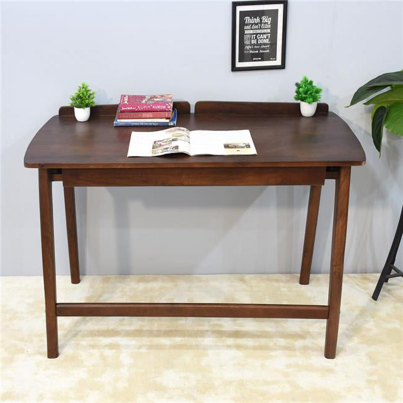 114 x 60 x 76 cm Handmade 100 Percent Mango Wood Knock Down Rectangular Shaped Indoor Study Table, Light Walnut