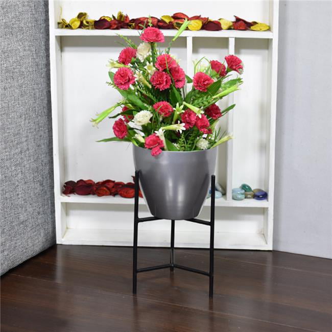 8.2 x 4.8 x 4.8 in. Handmade 100 Percent Iron Round Modern Planters Pot, Silver Coated