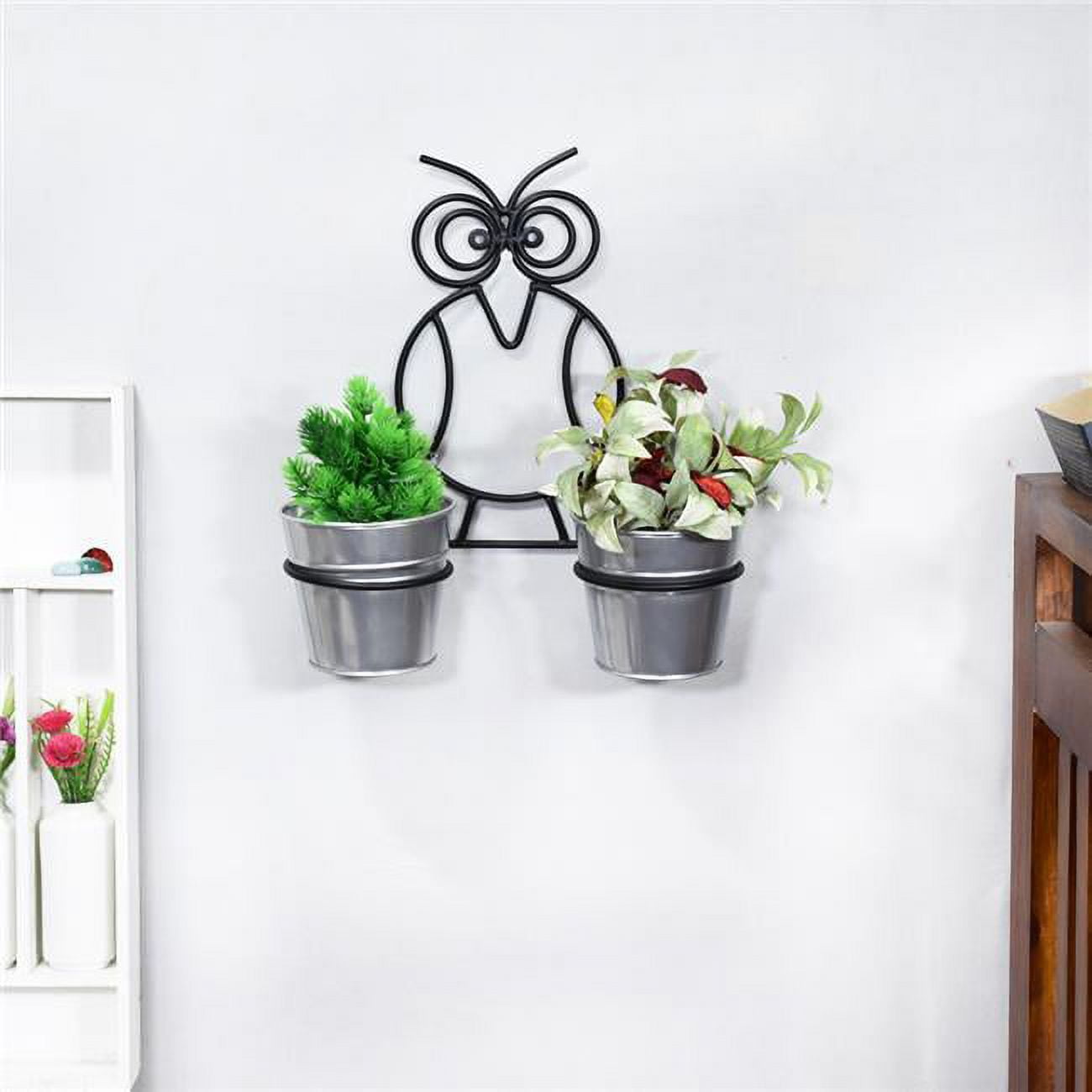 13.2 x 11.4 x 4.6 in. Handmade 100 Percent Iron Round Modern Planters Pot, Silver Coated