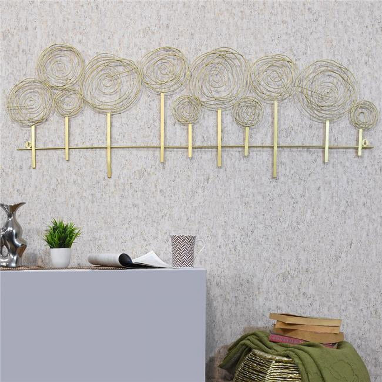 UBBBVK1012SC2N0HS 55 x 19.5 in. Handmade 100 Percent Iron Geometric Pattern Metal Wall Decor, Gold & Multi Color