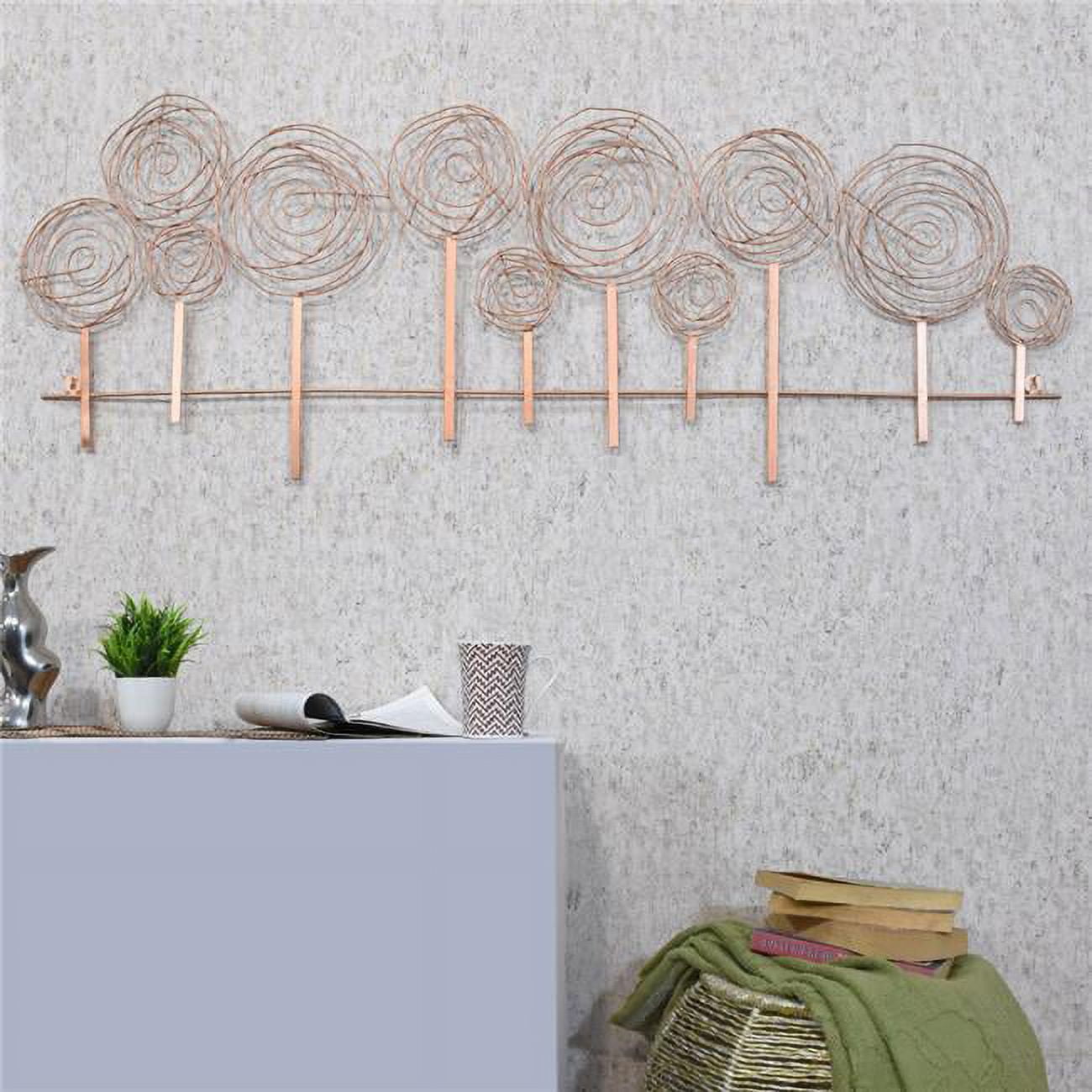 55 x 19.5 in. Handmade 100 Percent Iron Geometric Pattern Metal Wall Decor, Copper & Multi Color