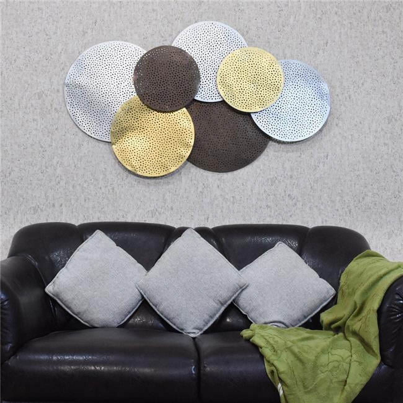 UBBBVK1020SC2N0HS 48 x 26 in. Handmade 100 Percent Iron Geometric Pattern Metal Wall Decor, Gold & Multi Color