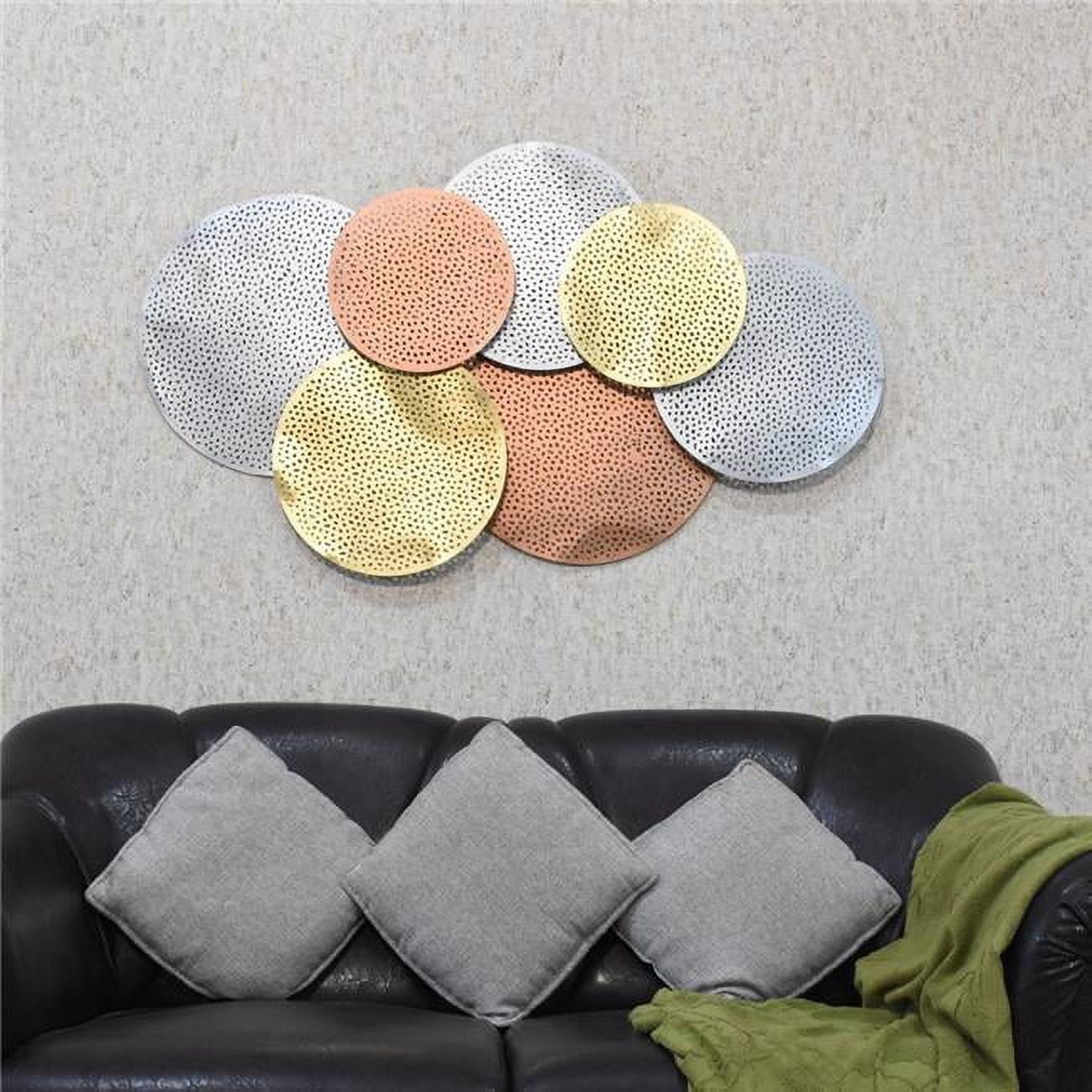 48 x 26 in. Handmade 100 Percent Iron Geometric Pattern Metal Wall Decor, Copper & Multi Color