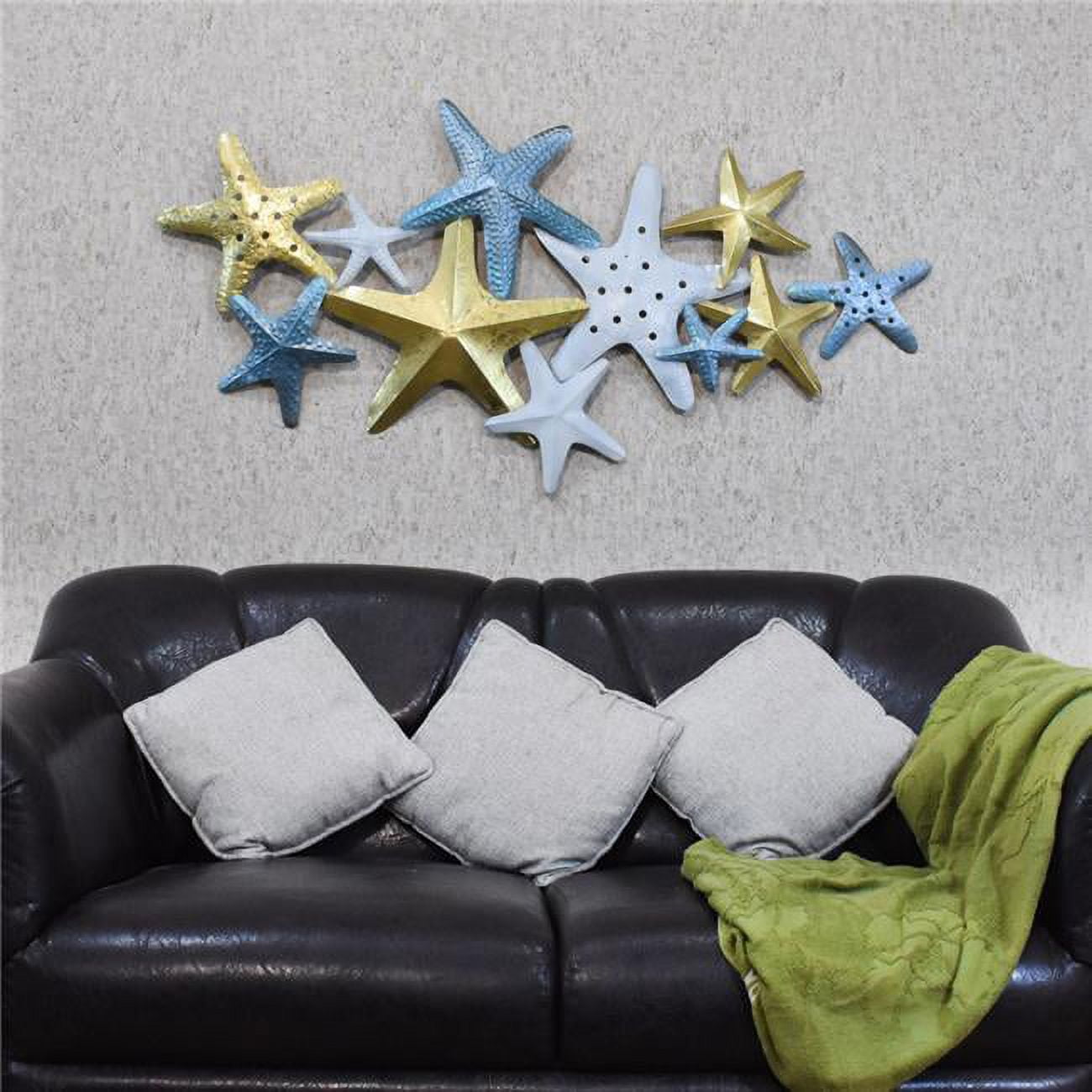 UBBBVK1029SC2N0HS 52 x 24.5 in. Handmade 100 Percent Iron Contemporary Pattern Metal Wall Decor, Gold & Multi Color