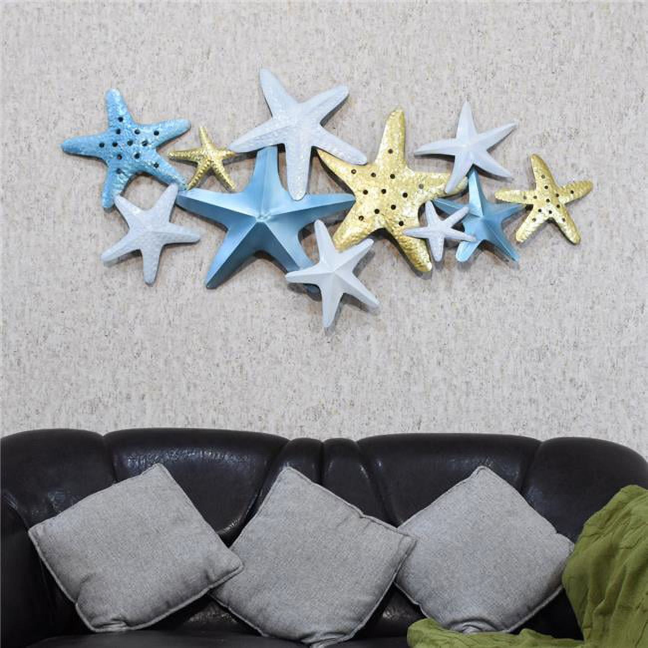 52 x 24.5 in. Handmade 100 Percent Iron Contemporary Pattern Metal Wall Decor, Blue & Multi Color
