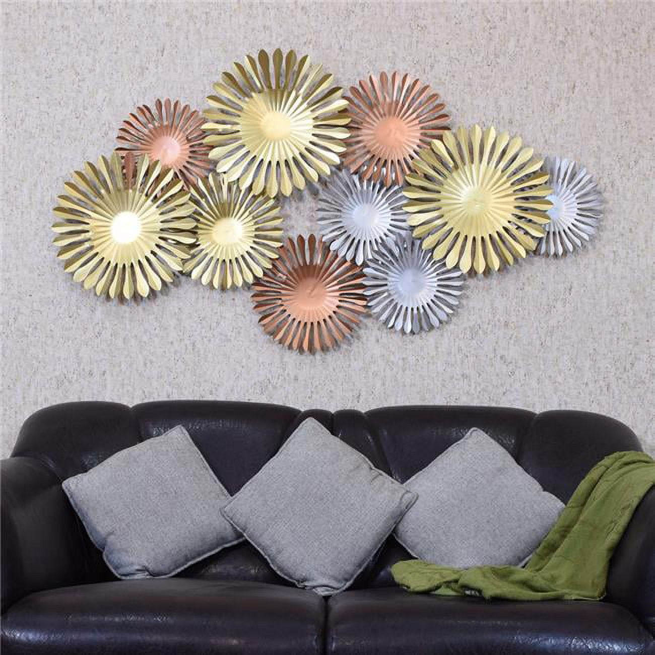 55 x 30 in. Handmade 100 Percent Iron Geometric Pattern Metal Wall Decor, Multi Color