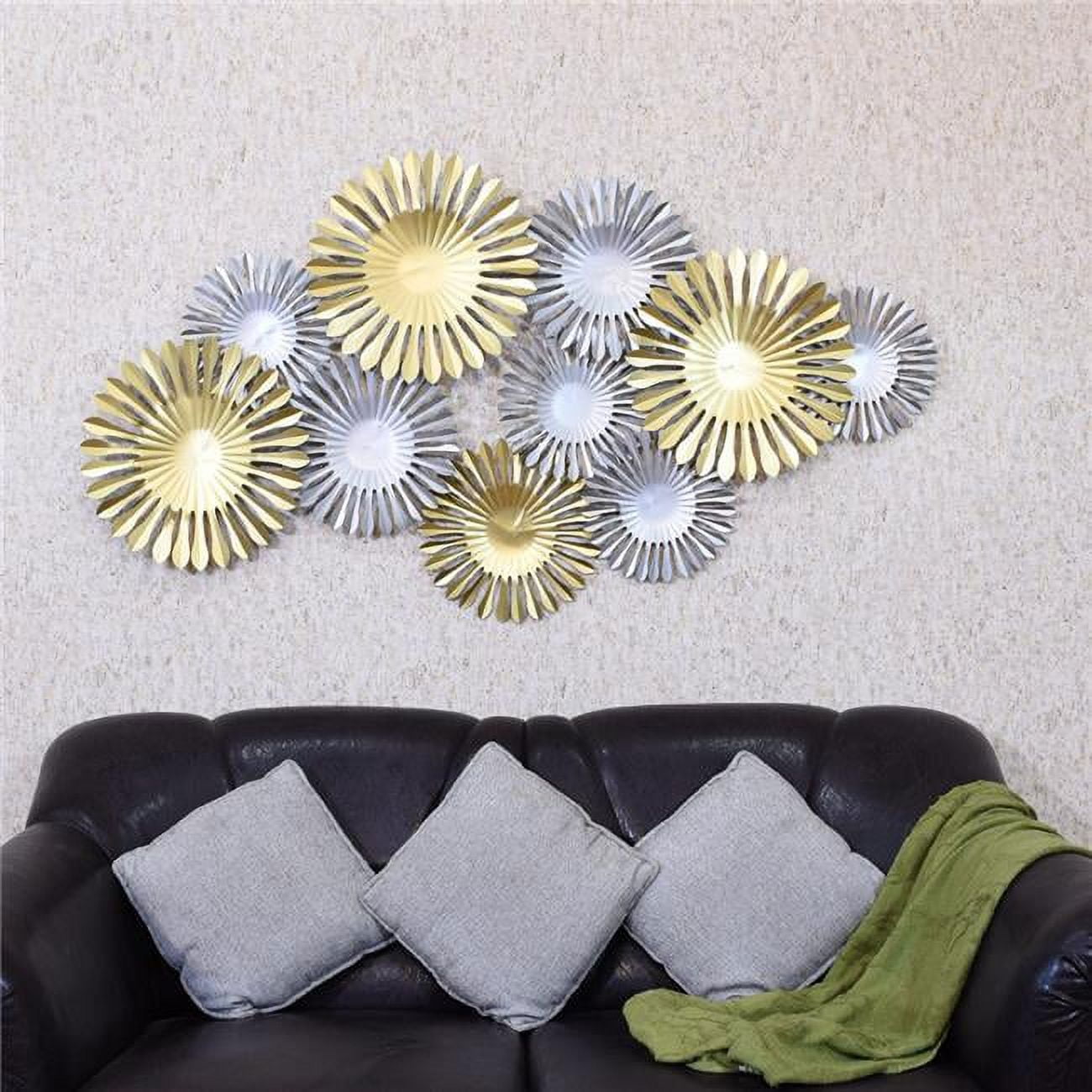 55 x 30 in. Handmade 100 Percent Iron Geometric Pattern Metal Wall Decor, Gold & Silver