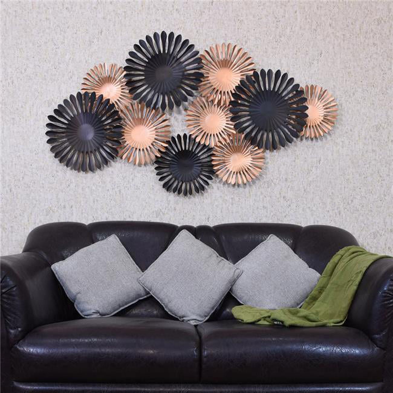 55 x 30 in. Handmade 100 Percent Iron Geometric Pattern Metal Wall Decor, Copper & Black