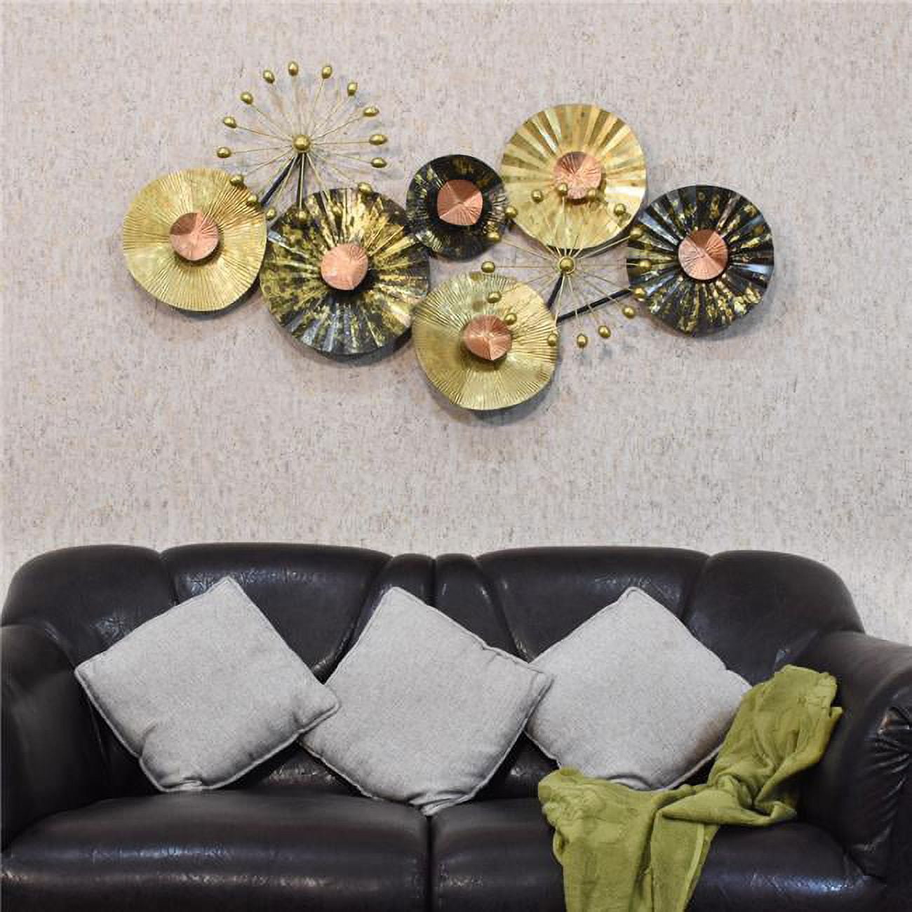 UBBBVK1101SC2N9HS 50 x 24 in. Handmade 100 Percent Iron Geometric Pattern Metal Wall Decor, Gold & White