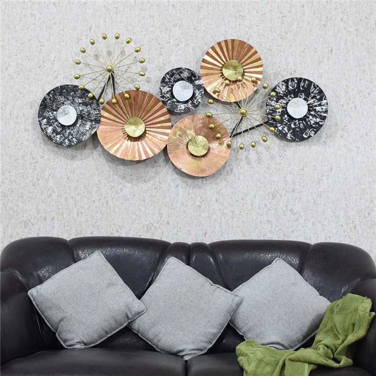50 x 24 in. Handmade 100 Percent Iron Geometric Pattern Metal Wall Decor, Copper & White
