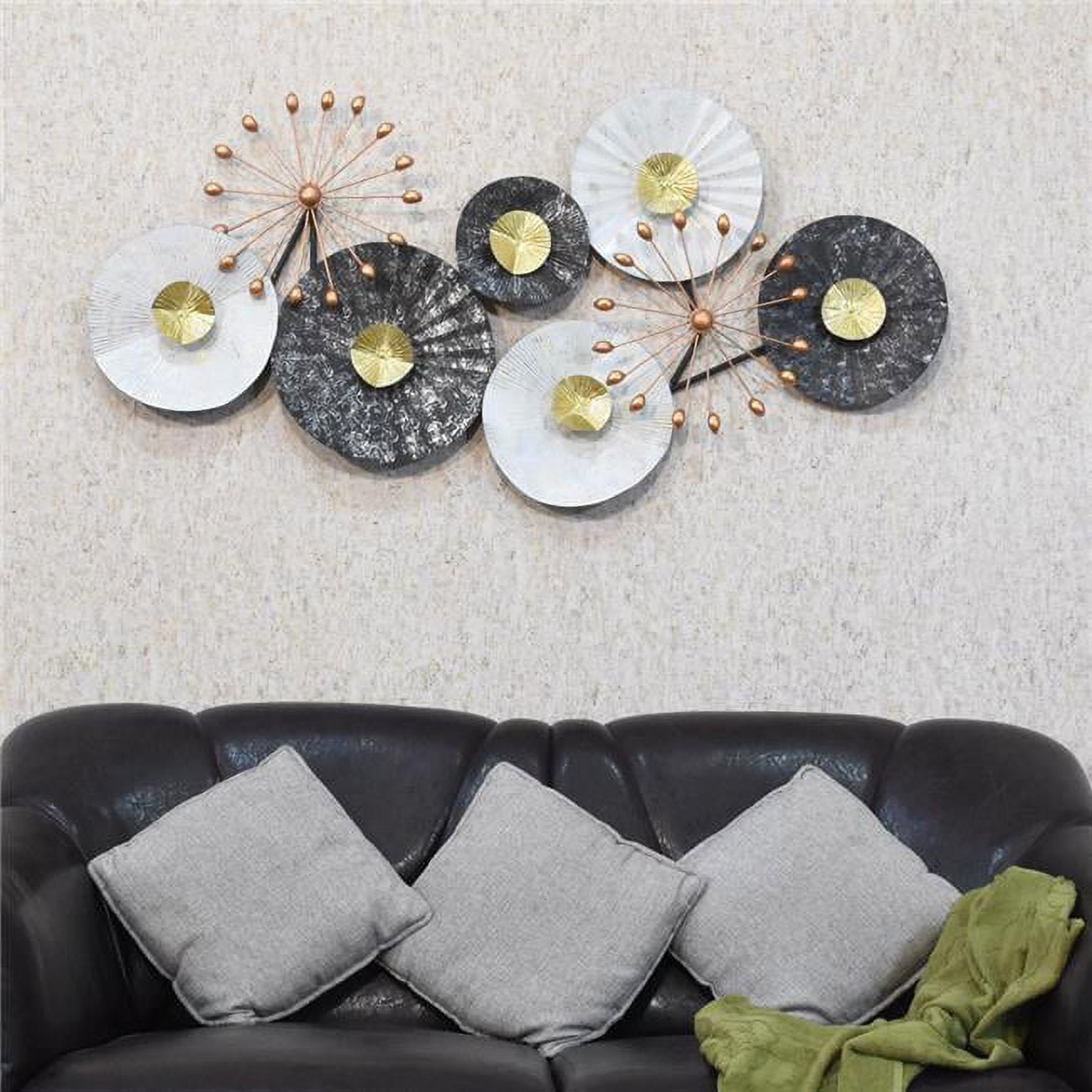 50 x 24 in. Handmade 100 Percent Iron Geometric Pattern Metal Wall Decor, Black & White