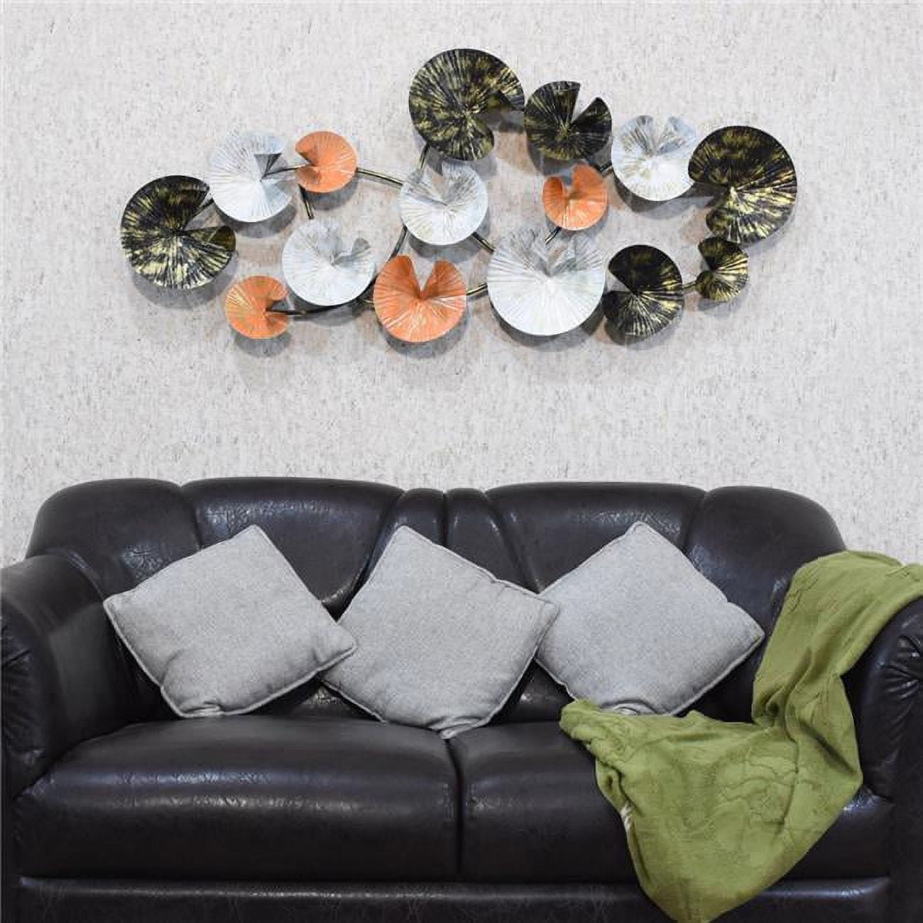 54 x 24 in. Handmade 100 Percent Iron Geometric Pattern Metal Wall Decor, Orange & Multi Color